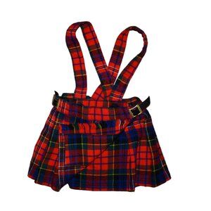 Vintage Elka Novitas Tartan Wool Blend Suspender Skirt Made in England 2-3T
